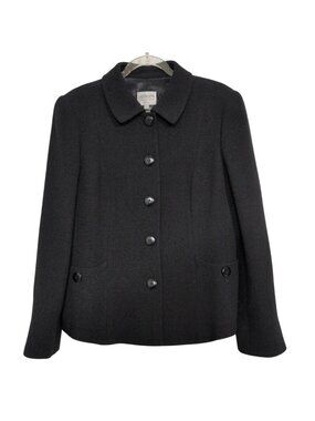 Armani Collezioni Wool Blazer Womens Size 6 Black Lined Button Front Jacket